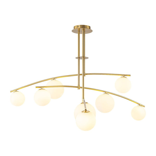 Chandelierias - Stylish Modern 9 - Light Branch Glass Globe Semi Flush Mount - Semi Flush - Brass -