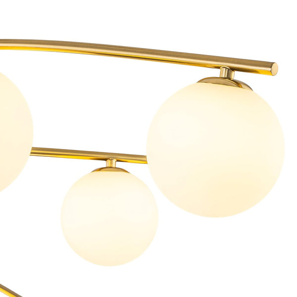 Chandelierias - Stylish Modern 9 - Light Branch Glass Globe Semi Flush Mount - Semi Flush - Brass -