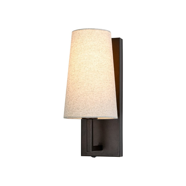 Chandelierias-Transitional 1-Light Slim Tapered Linen Fabric Wall Sconce-Wall Light-Oil-rubbed Bronze-
