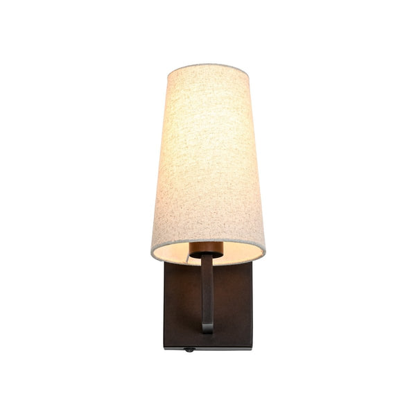 Chandelierias-Transitional 1-Light Slim Tapered Linen Fabric Wall Sconce-Wall Light-Oil-rubbed Bronze-
