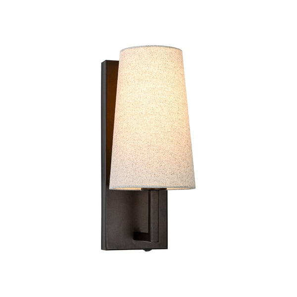 Chandelierias-Transitional 1-Light Slim Tapered Linen Fabric Wall Sconce-Wall Light-Oil-rubbed Bronze-