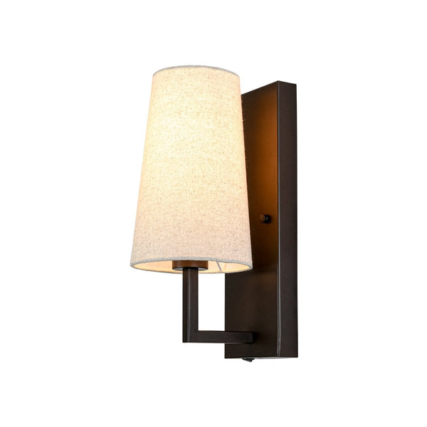 Chandelierias-Transitional 1-Light Slim Tapered Linen Fabric Wall Sconce-Wall Light-Oil-rubbed Bronze-
