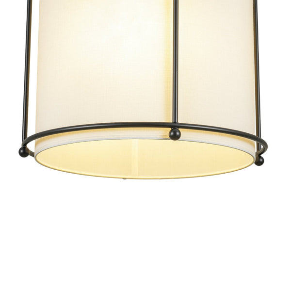 Chandelierias-Transitional 3-Light Cylindrical Linen Arched Metal Lantern Pendant-Pendants-18.1 in-