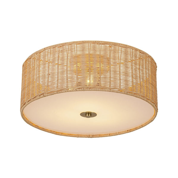 Chandelierias-Tropical Hand-woven 3-Light Rattan Drum Semi-flush Mount-Semi Flush-Brass-2-Pack
