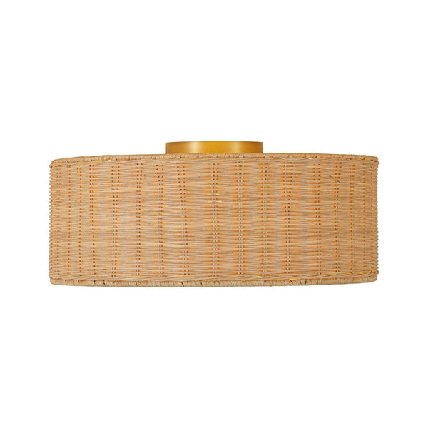 Chandelierias-Tropical Hand-woven 3-Light Rattan Drum Semi-flush Mount-Semi Flush-Brass-2-Pack