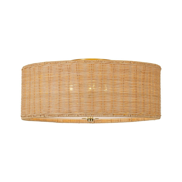 Chandelierias-Tropical Hand-woven 3-Light Rattan Drum Semi-flush Mount-Semi Flush-Brass-2-Pack
