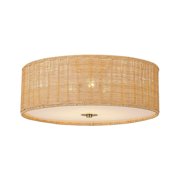 Chandelierias-Tropical Hand-woven 3-Light Rattan Drum Semi-flush Mount-Semi Flush-Brass-2-Pack