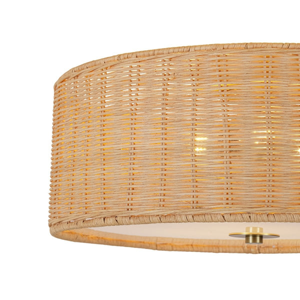 Chandelierias-Tropical Hand-woven 3-Light Rattan Drum Semi-flush Mount-Semi Flush-Brass-2-Pack