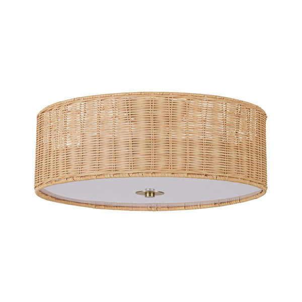 Chandelierias-Tropical Hand-woven 3-Light Rattan Drum Semi-flush Mount-Semi Flush-Brass-2-Pack