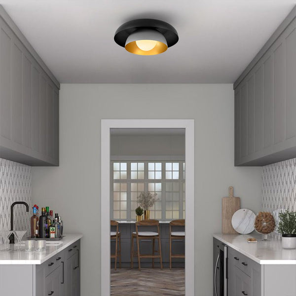 Chandelierias - Ultra Modern 1 - Light Tiered Saucer Flush Mount Ceiling Light - Flush Mount - Black & Gray -
