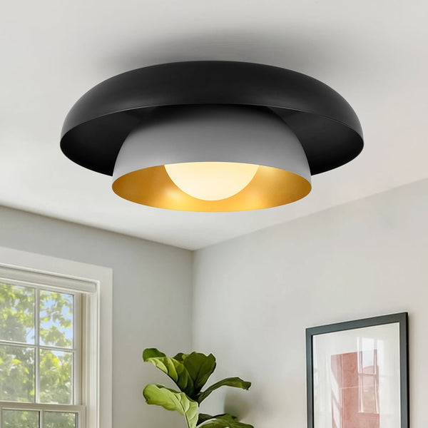 Chandelierias - Ultra Modern 1 - Light Tiered Saucer Flush Mount Ceiling Light - Flush Mount - Black & Gray -