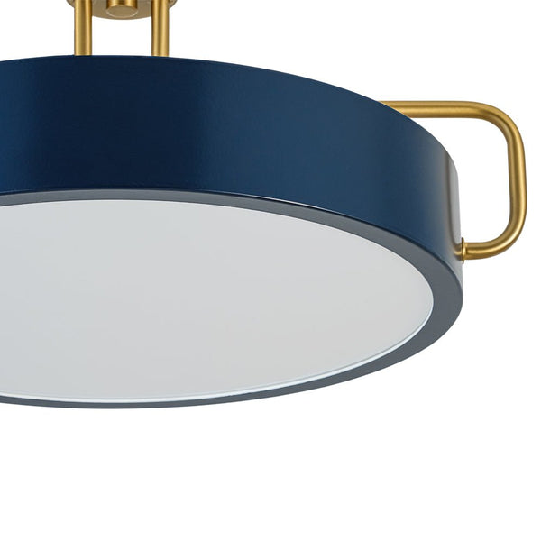 Chandelierias - Ultra Modern Dimmable LED Geometric Drum Pendant - Pendants - Blue & Brass -