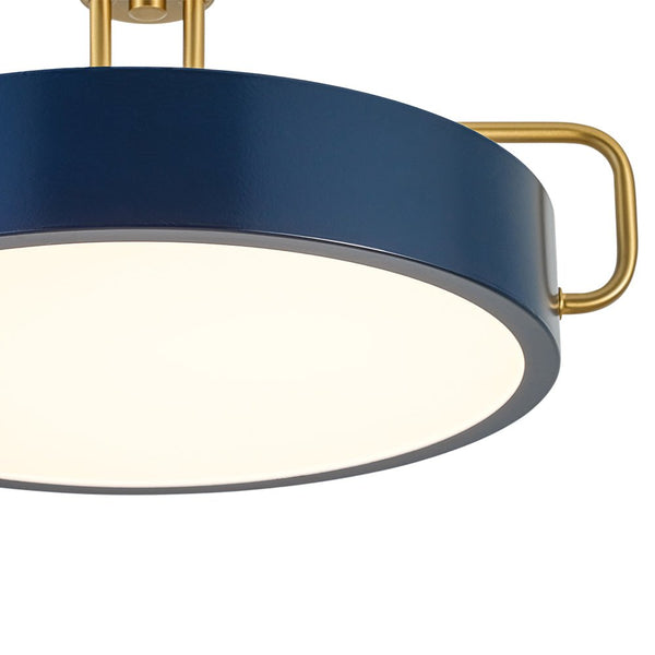Chandelierias - Ultra Modern Dimmable LED Geometric Drum Pendant - Pendants - Blue & Brass -