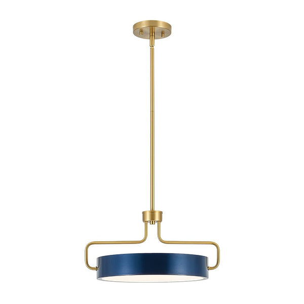 Chandelierias - Ultra Modern Dimmable LED Geometric Drum Pendant - Pendants - Blue & Brass -