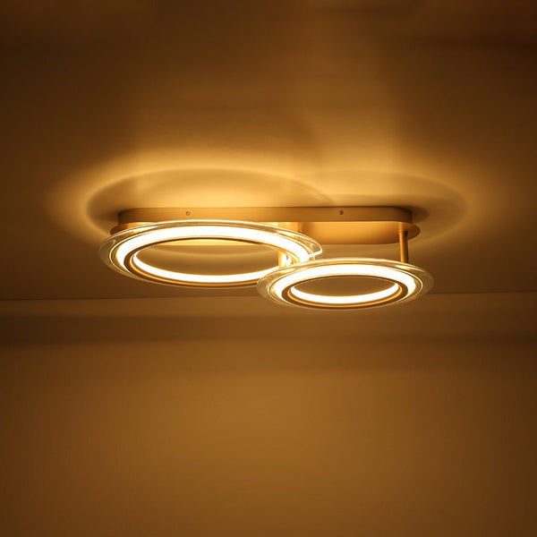 Chandelierias - Ultra - modern Dual - ring Dimmable LED Semi - flush Mount - Semi Flush - Light Gold -
