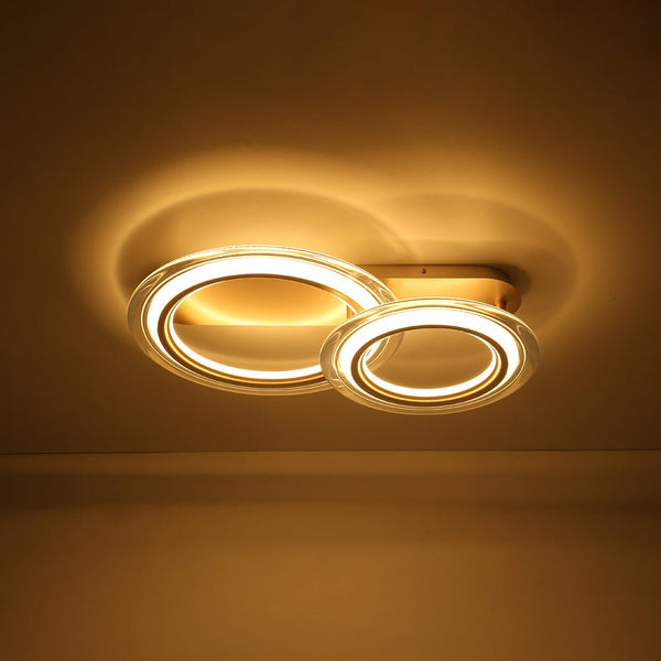 Chandelierias - Ultra - modern Dual - ring Dimmable LED Semi - flush Mount - Semi Flush - Light Gold -