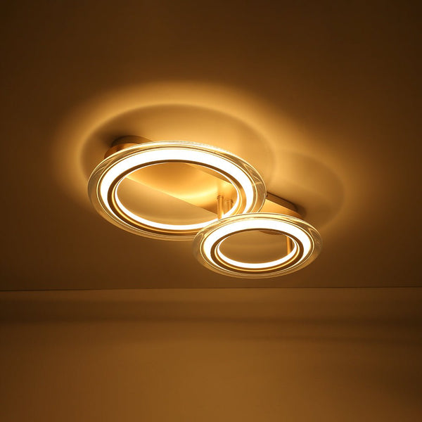 Chandelierias - Ultra - modern Dual - ring Dimmable LED Semi - flush Mount - Semi Flush - Light Gold -