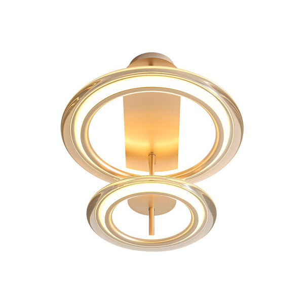Chandelierias - Ultra - modern Dual - ring Dimmable LED Semi - flush Mount - Semi Flush - Light Gold -