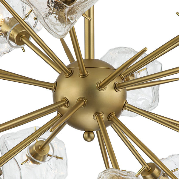 Chandelierias-Unique 12-Light Melting Ice Glass Cube Sputnik Chandelier-Chandeliers-Brass-12 Bulbs
