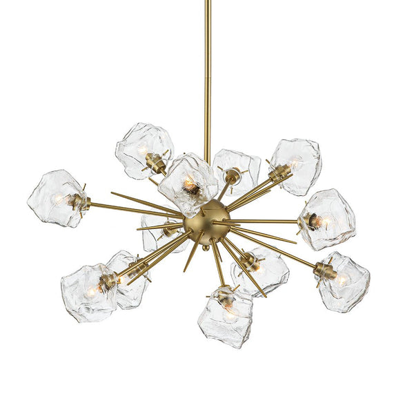 Chandelierias-Unique 12-Light Melting Ice Glass Cube Sputnik Chandelier-Chandeliers-Brass-12 Bulbs