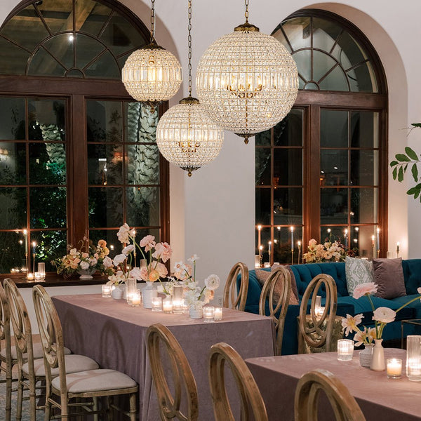 Chandelierias - Unique 3 - Light Luxury Crystal Accents Globe Pendant - Chandelier -