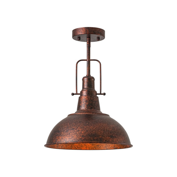 Chandelierias-Vintage 1-Light Rusted Metal Rolled Barn Pendant-Pendants-2-Pack-