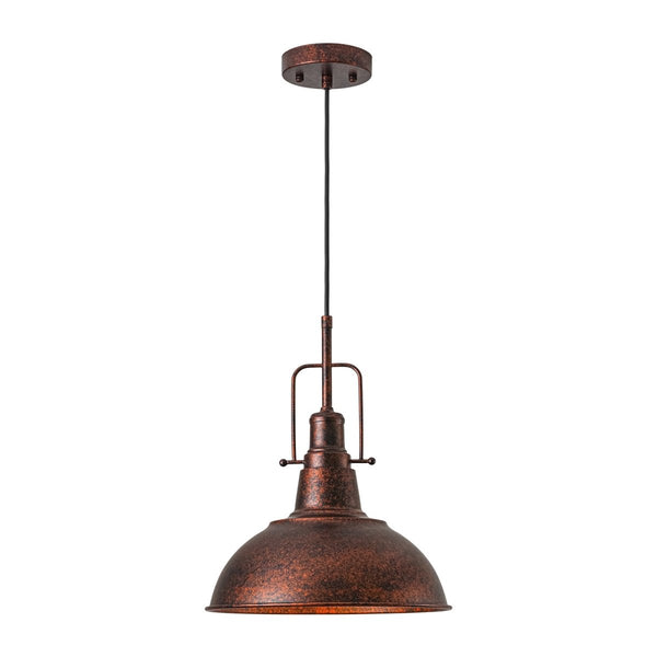 Chandelierias-Vintage 1-Light Rusted Metal Rolled Barn Pendant-Pendants-2-Pack-