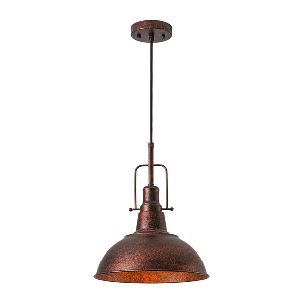 Chandelierias-Vintage 1-Light Rusted Metal Rolled Barn Pendant-Pendants-2-Pack-