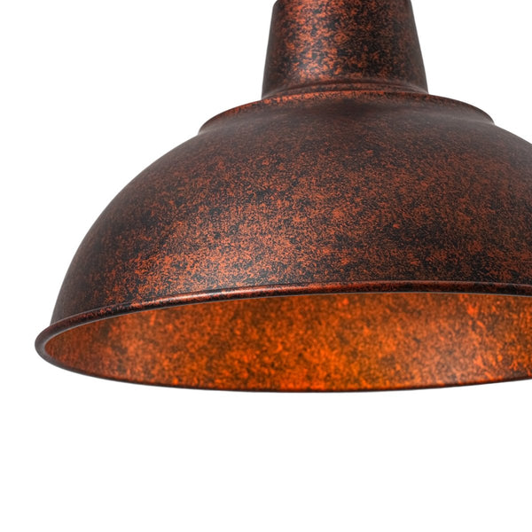 Chandelierias-Vintage 1-Light Rusted Metal Rolled Barn Pendant-Pendants-2-Pack-