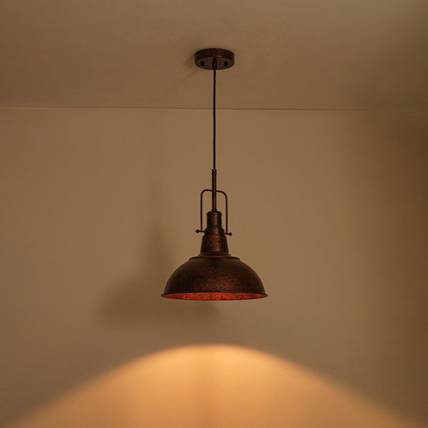 Chandelierias-Vintage 1-Light Rusted Metal Rolled Barn Pendant-Pendants-2-Pack-