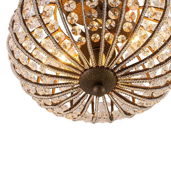 Chandelierias-Vintage 2-Light Crystal Oval Lantern Semi-Flush Mount-Semi Flush-Antique Bronze-