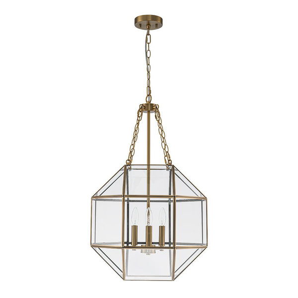 Chandelierias - Vintage 3 - Light Geometric Lantern Pendant - Pendants - Brass -