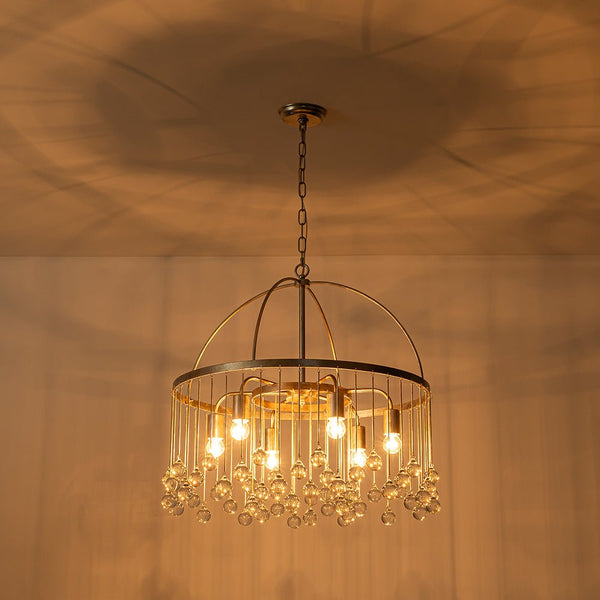 Chandelierias-Vintage 6-Light Crystal Water Drop Chandelier-Chandeliers--