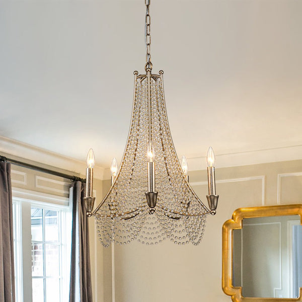Chandelierias-Vintage Luxury Crystal Candle Style Empire Chandelier-Chandeliers-5 Bulbs-