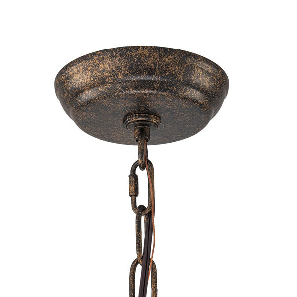 Chandelierias - Vintage Mottled 4 - Light Crystal Drum Pendant - Pendant - Antique Bronze -