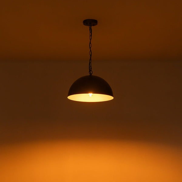 Chandelierias - Vintage Patinated Brass 1 - Light Oversized Metal Dome Pendant - Pendant - 15.7in -