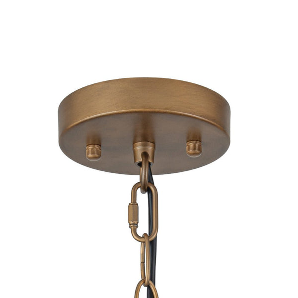 Chandelierias - Vintage Patinated Brass 1 - Light Oversized Metal Dome Pendant - Pendant - 15.7in -