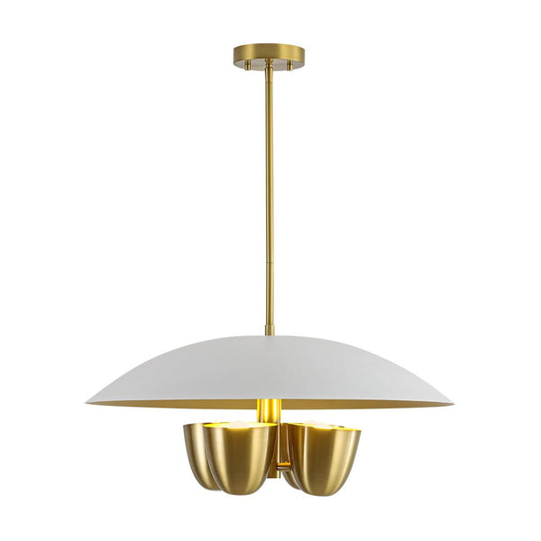 Chandelierias - Vintage Style 4 - Light Dome Pendant with Quartet Bell Shade - Pendant - Bushed Brass -