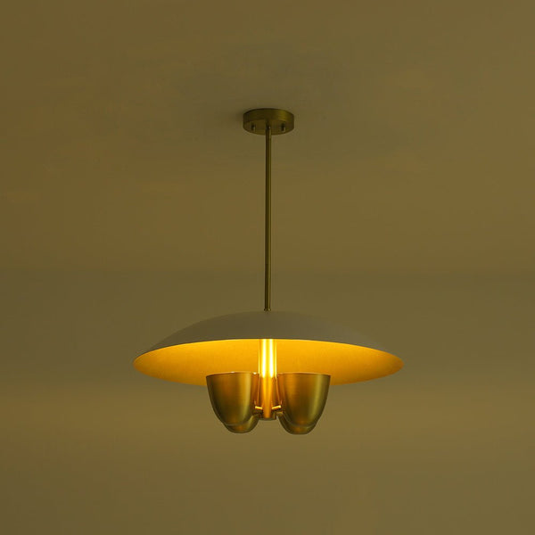 Chandelierias - Vintage Style 4 - Light Dome Pendant with Quartet Bell Shade - Pendant - Bushed Brass -