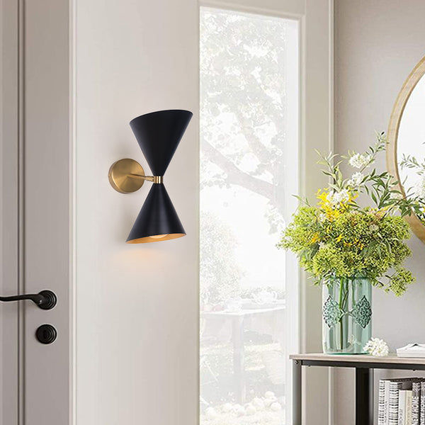 Modern 2-Light Black Armed Wall Sconce
