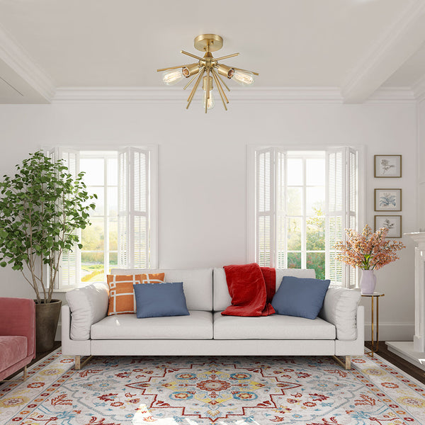 3-Light Gold Sputnik Semi Flush Mount