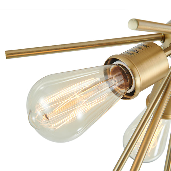 3-Light Gold Sputnik Semi Flush Mount