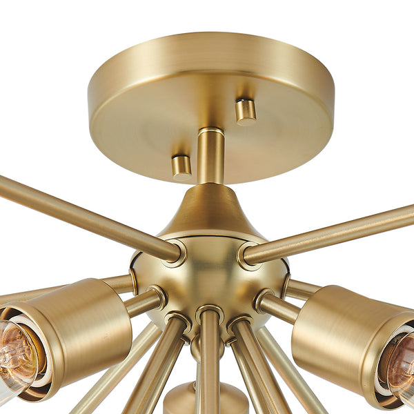 3-Light Gold Sputnik Semi Flush Mount