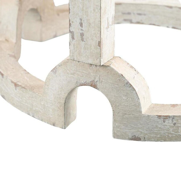 4-Light Drum Distressed White Wood Chandelier