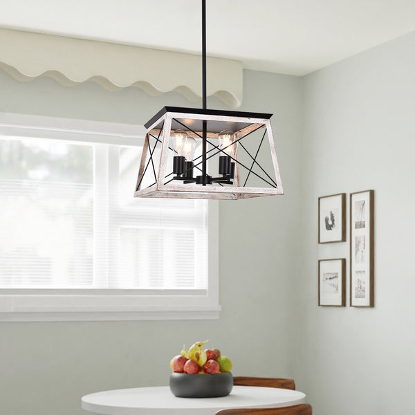 4-Light Farmhouse Chandelier Cage Light