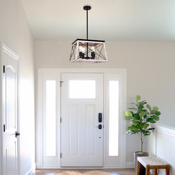 4-Light Farmhouse Chandelier Cage Light