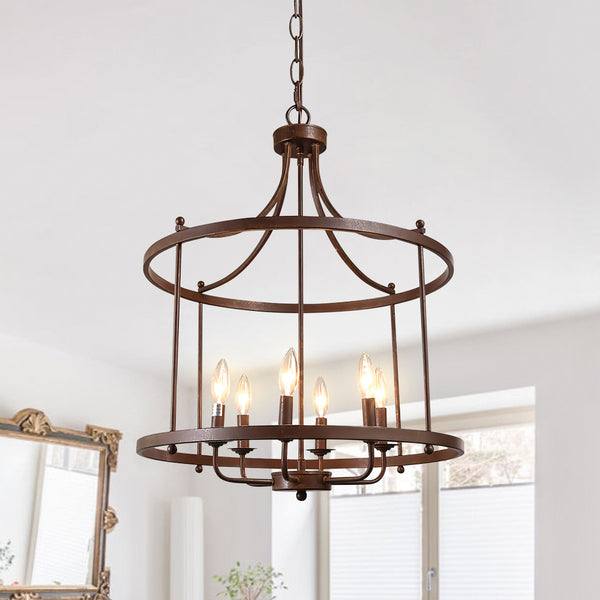 6-Light Rustic Drum Chandelier