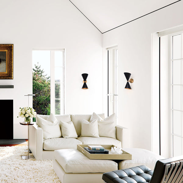 Modern 2-Light Black Armed Wall Sconce