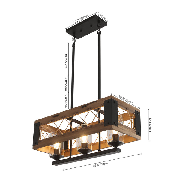 Farmhouse 5-Light Rectangle Kitchen Island Chandelier