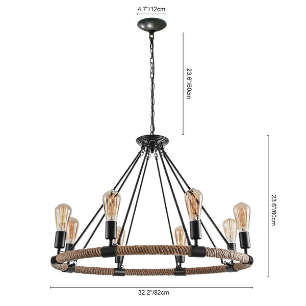 Industrial Vintage Retro Hemp Rope Pendant Light